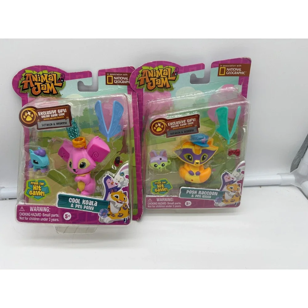 Animal Jam Mini Figures Lot 2-Pack Cool Koala Pony Posh Raccoon Kitty NIB 2016